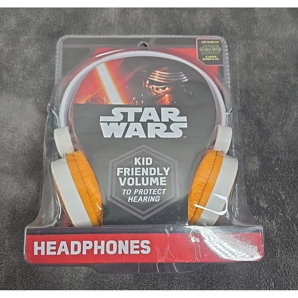 Disney Headphones Star Wars Kid Friendly Volume C3PO R2D2 BB8 Orange&White